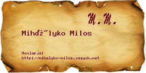 Mihályko Milos névjegykártya